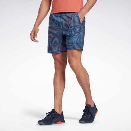 Reebok Allover Print Speed 2.0 Shorts Niebieskie | KTIF-64729