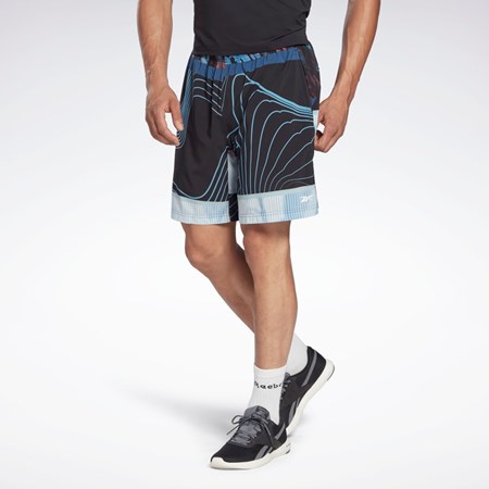 Reebok Austin Allover Print Shorts Czarne | IOSD-86527