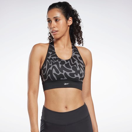 Reebok Biegania Printed Sports Bra Czarne | JBOP-48209