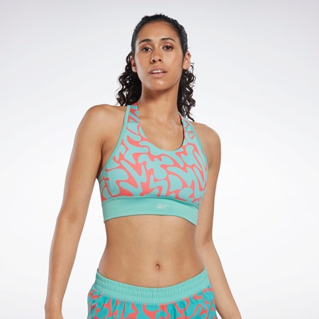 Reebok Biegania Printed Sports Bra Semi Classic Teal | PCMT-39461