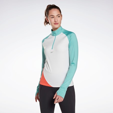 Reebok Biegania Quarter-Zip Sweatshirt Białe | QCDL-27106