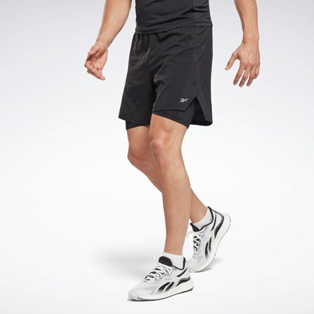 Reebok Biegania Two-in-One Shorts Czarne | GFIT-06528