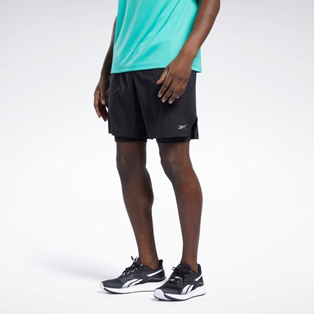 Reebok Biegania Two-in-One Shorts Czarne | RJPI-97285