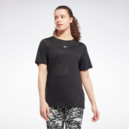 Reebok Burnout T-Shirt Czarne | DHVF-20983