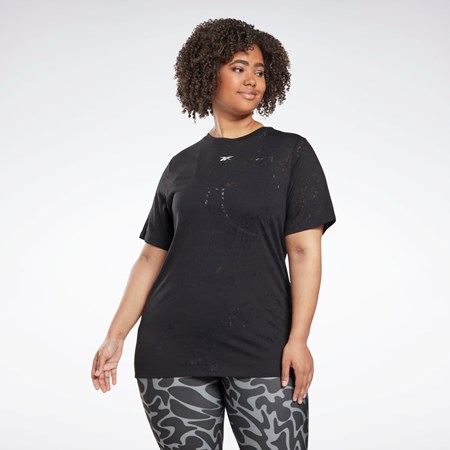 Reebok Burnout T-Shirt (Plus Size) Czarne | IAGC-10245