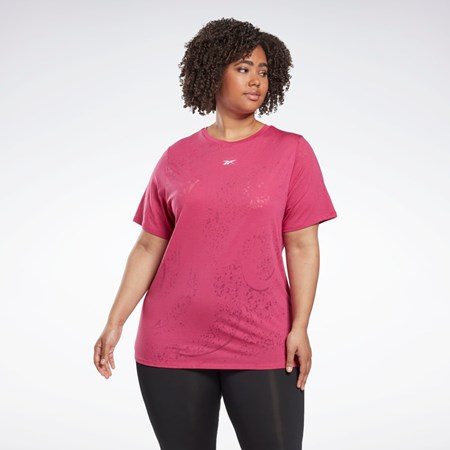 Reebok Burnout T-Shirt (Plus Size) Różowe | OTJD-75064