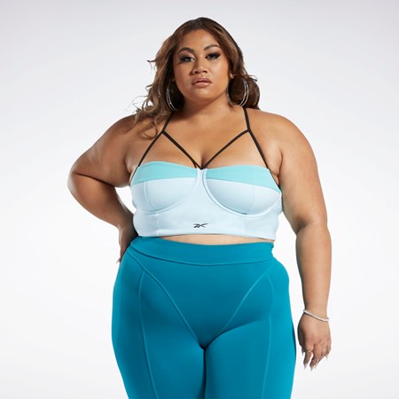 Reebok Cardi B Bralette (Plus Size) Niebieskie Turkusowe | RGIQ-70145