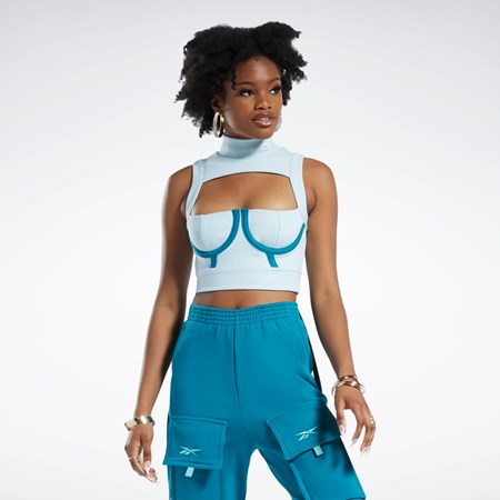 Reebok Cardi B Crop Top Niebieskie | QMIL-30518