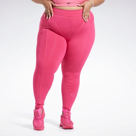 Reebok Cardi B High-Rise Tights (Plus Size) Różowe | IOGU-48763