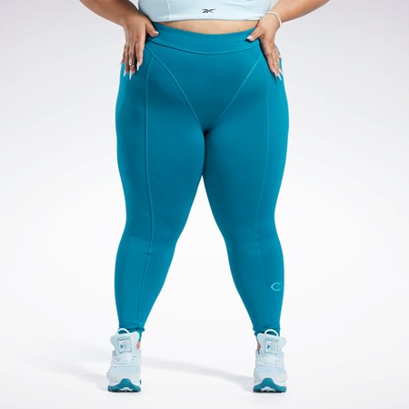 Reebok Cardi B High-Rise Tights (Plus Size) Seaport Teal | VTGO-98213