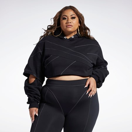 Reebok Cardi B Knit Hoodie (Plus Size) Czarne Czarne | ZERI-03465