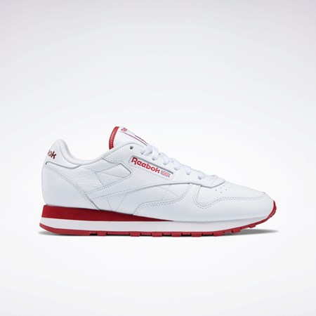 Reebok Classic Leather Shoes Białe Czerwone Białe | KQSA-70925