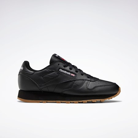 Reebok Classic Leather Shoes - Grade School Czarne Czarne | OYCI-87304