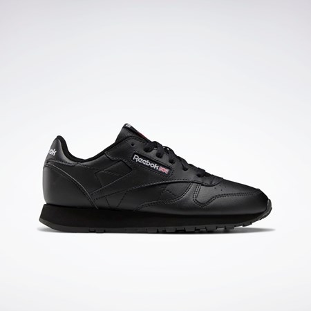 Reebok Classic Leather Shoes - Grade School Czarne Czarne Czarne | ZNVT-56849