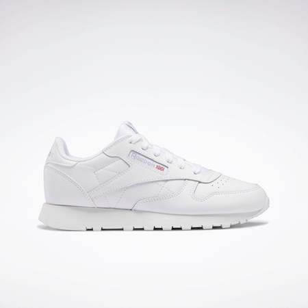 Reebok Classic Leather Shoes - Grade School Białe Białe Białe | ZQFP-94632