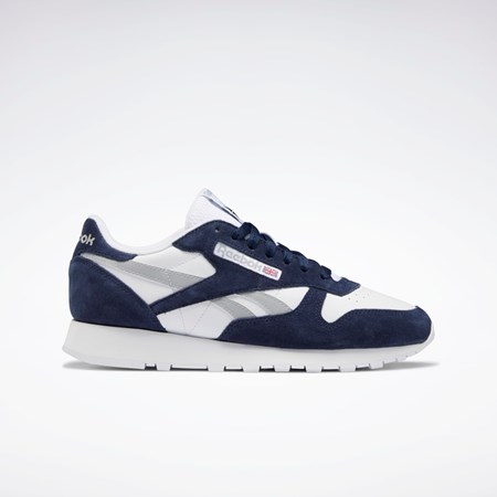 Reebok Classic Leather Shoes Granatowe Białe Szare | RODT-74231