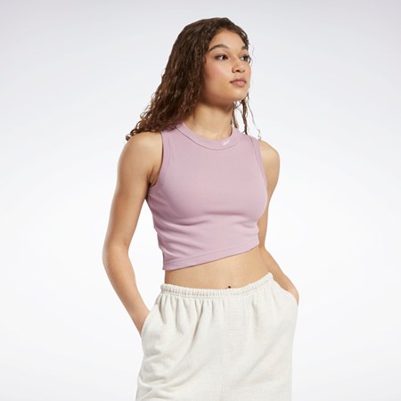 Reebok Classics Cropped Żebrowany Tank Top Infused Lilac | HQTZ-74195