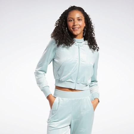 Reebok Classics Energy Q4 Velour Zip-Up Sweatshirt Szare | HABJ-71908