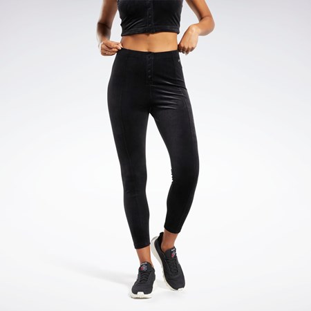 Reebok Classics Velour Tights Czarne | VPMS-30941