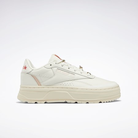 Reebok Club C Double GEO Shoes Chalk / Alabaster / Soft Ecru | CLTS-37209