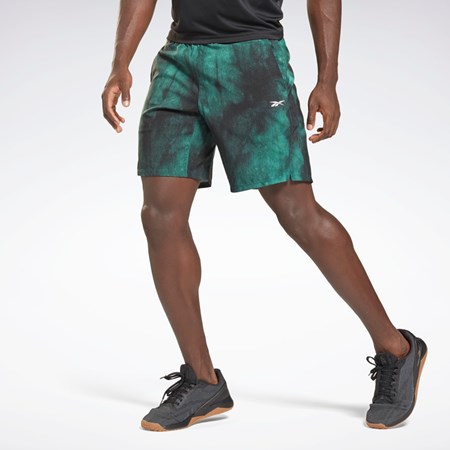 Reebok Epic Lekkie Printed Treningowe Shorts Midnight Pine | SWZR-75069