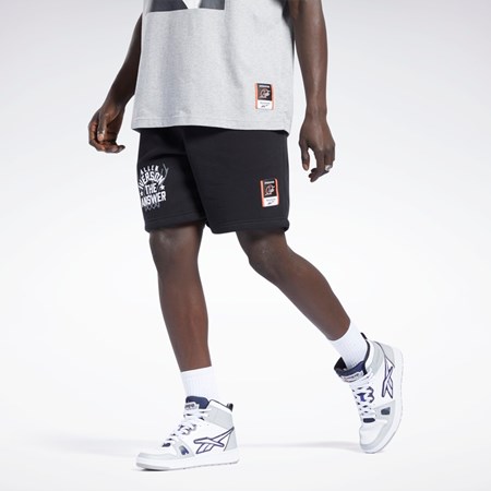 Reebok Iverson Basketball Fleece Shorts Czarne | HPEU-45689