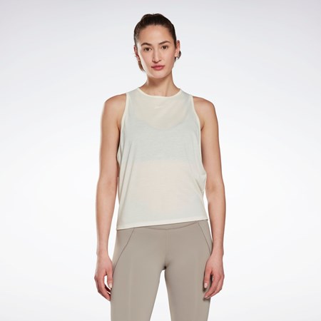 Reebok Joga Long Tank Top Białe | XQKJ-15346