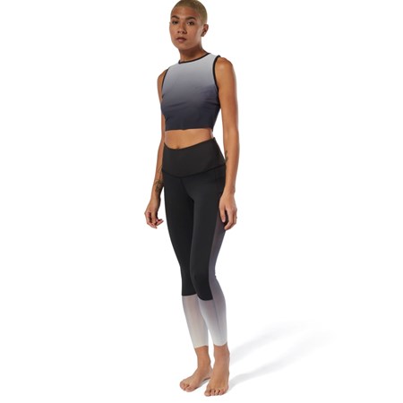 Reebok Joga Ombre Leggings Czarne Szare | JOMC-72691