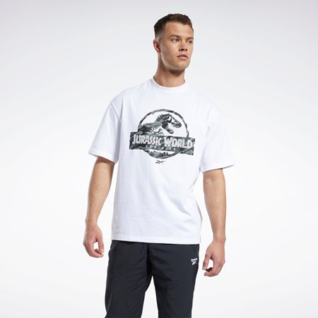 Reebok Jurassic World T-Shirt Białe | VRAW-32856