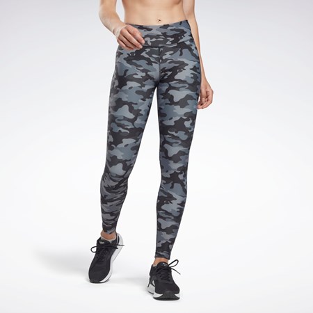 Reebok Lux Bold Camo Print Tights Czarne | QYAM-09342