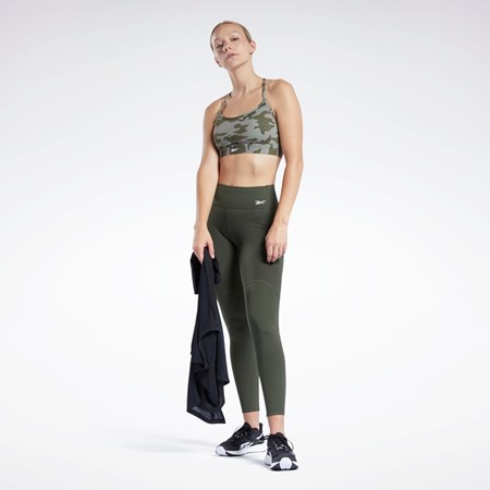 Reebok Lux Chudy Paskiem Camo Print Sports Bra Zielone | JUFK-53169