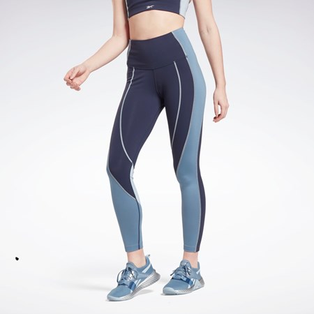 Reebok Lux High-Rise Colorblock Leggings Granatowe | NGJD-38402