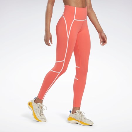 Reebok Lux High-Waisted Colorblock Tights Pomarańczowe | JPQW-87093