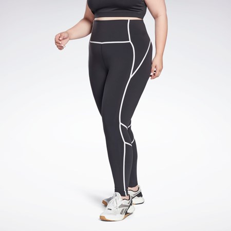 Reebok Lux High-Waisted Colorblock Tights (Plus Size) Czarne | UFGM-01946