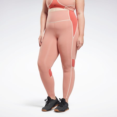 Reebok Lux High-Waisted Colorblock Tights (Plus Size) Koralowe | VJMF-30187