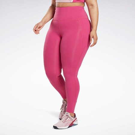 Reebok Lux High-Waisted Tights (Plus Size) Różowe | MWIC-45926