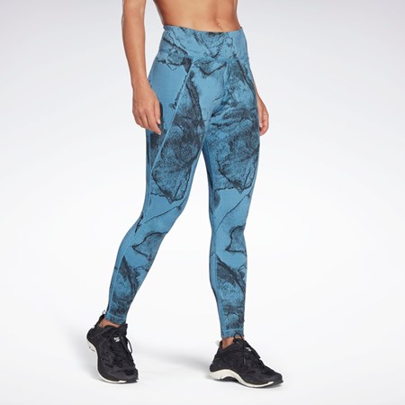 Reebok Lux Jacquard Leggings Niebieskie | BFHW-65348