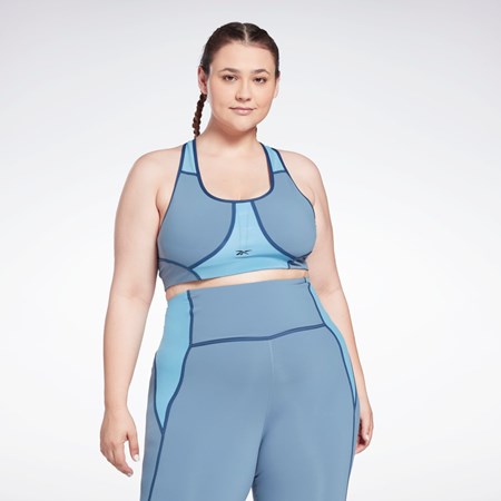 Reebok Lux Racer Watowany Colorblocked Bra (Plus Size) Niebieskie | BYEH-85769