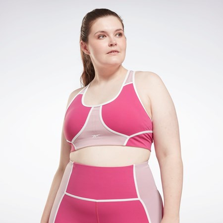 Reebok Lux Racer Watowany Colorblocked Bra (Plus Size) Różowe | RBXD-41609