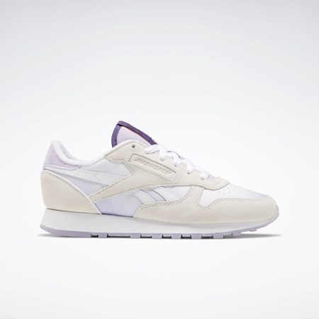 Reebok MadWomen Classic Leather Shoes Białe Białe Fioletowe | VDGK-40319