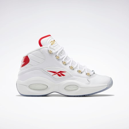 Reebok Question Mid Basketball Shoes Białe Białe Czerwone | ZEKX-73892