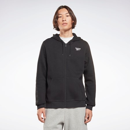 Reebok Reebok Identity Fleece Zip-Up Hoodie Czarne | GKPU-14083