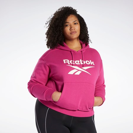 Reebok Reebok Identity Logo Fleece Pullover Hoodie (Plus Size) Różowe | GDFN-21356