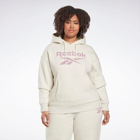 Reebok Reebok Identity Logo Fleece Pullover Hoodie (Plus Size) Białe | IUHG-70348