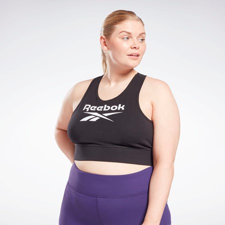 Reebok Reebok Identity Sports Bra (Plus Size) Czarne | BMQS-13702