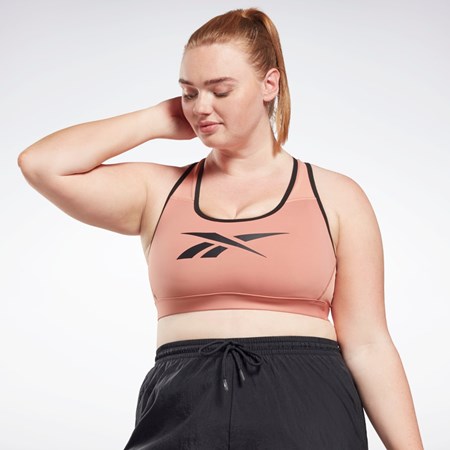 Reebok Reebok Lux Vector Racer Sports Bra (Plus Size) Koralowe | EBFD-82750