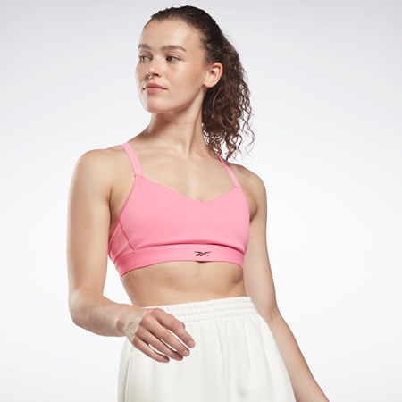 Reebok Reebok Lux Z Paskami Sports Bra Różowe | LRMX-38751