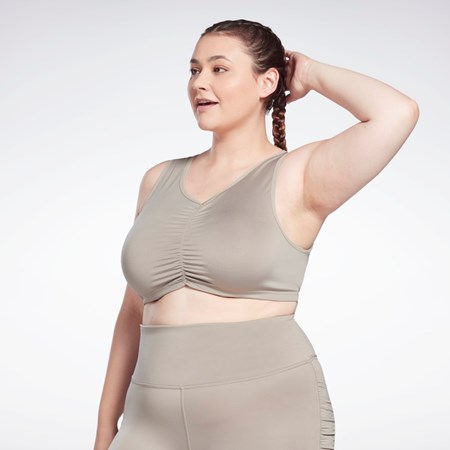 Reebok Studio Ruched Cropped Tank Top (Plus Size) Szare | NUQY-24950