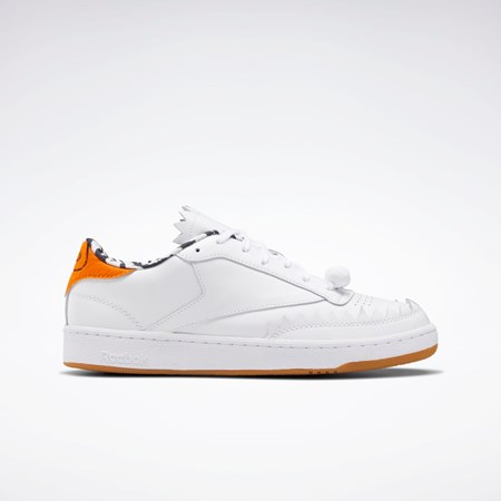 Reebok THE FLINTSTONES Club C Shoes Białe Czarne Pomarańczowe | YXLS-54120