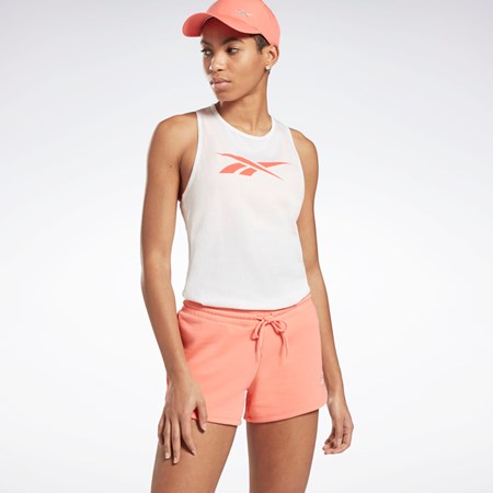 Reebok Treningowe Essentials Grafiką Tank Top Białe Pomarańczowe | FSLZ-74952